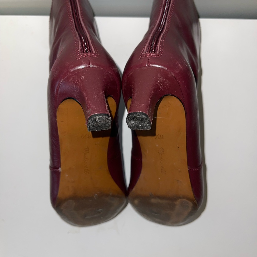 Madewell The Dimes Kitten-Heel Boot in Crinkle Leather - Deep Merlot (Burgundy) - Picture 7 of 11